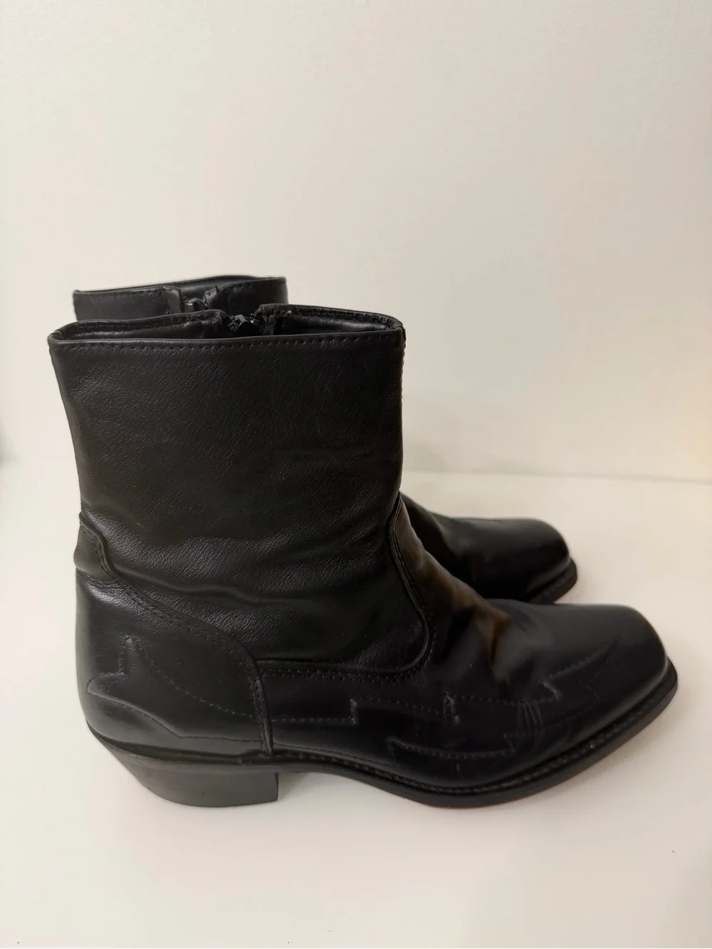 Laredo Black Leather Western Ankle Boots Men’s Size 10.5